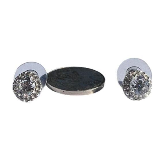 Sterling Silver Cubic Zirconia Stud Earrings New - Picture 3 of 7